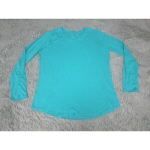 BCG Shirt Womens XL Blue Long Sleeve Scoop Neck Casual Stretch Top